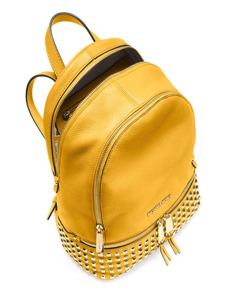 michael kors yellow rhea backpack|Michael Kors rhea large backpack.